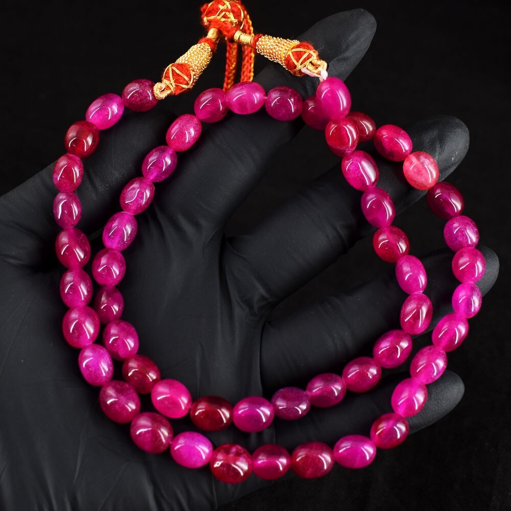 248.00 Cts Top Quality Fantastic Pink Ruby Beaded Necklace Jewelry RK 46 E685