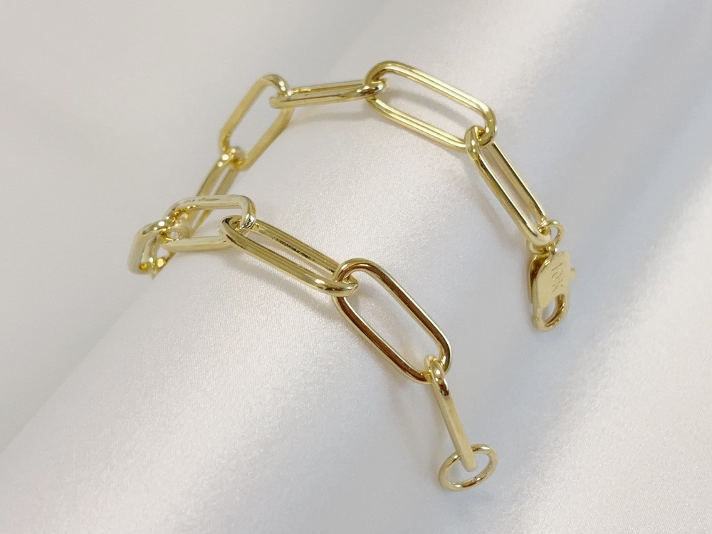 10k Yellow Gold 10.5mm Paperclip Chain Cable Link Rolo Bracelet Womens Mens 8″