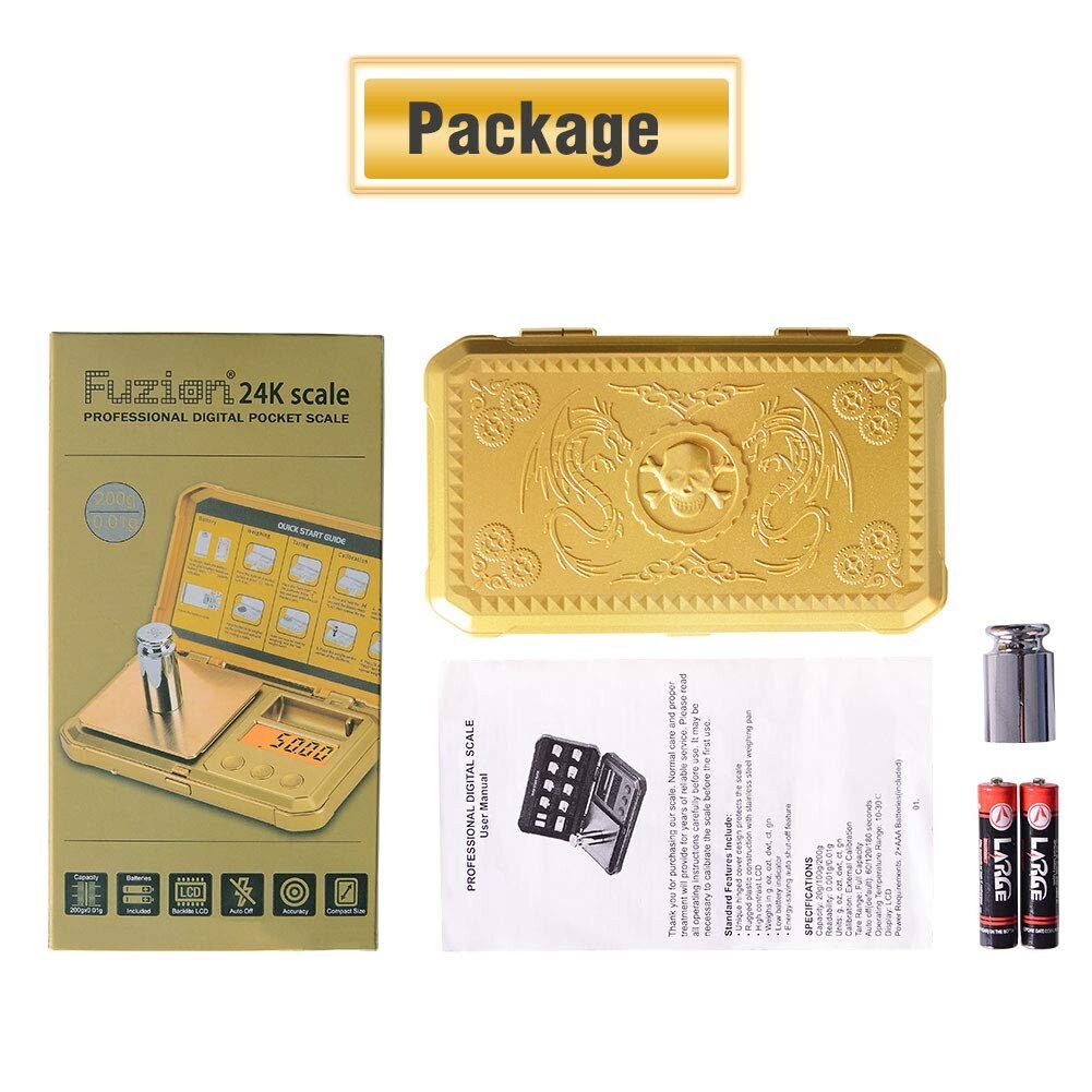 GOLD Fuzion Digital Pocket Scale 200g x 0.01g Jewelry Gram Herb Karat Weight