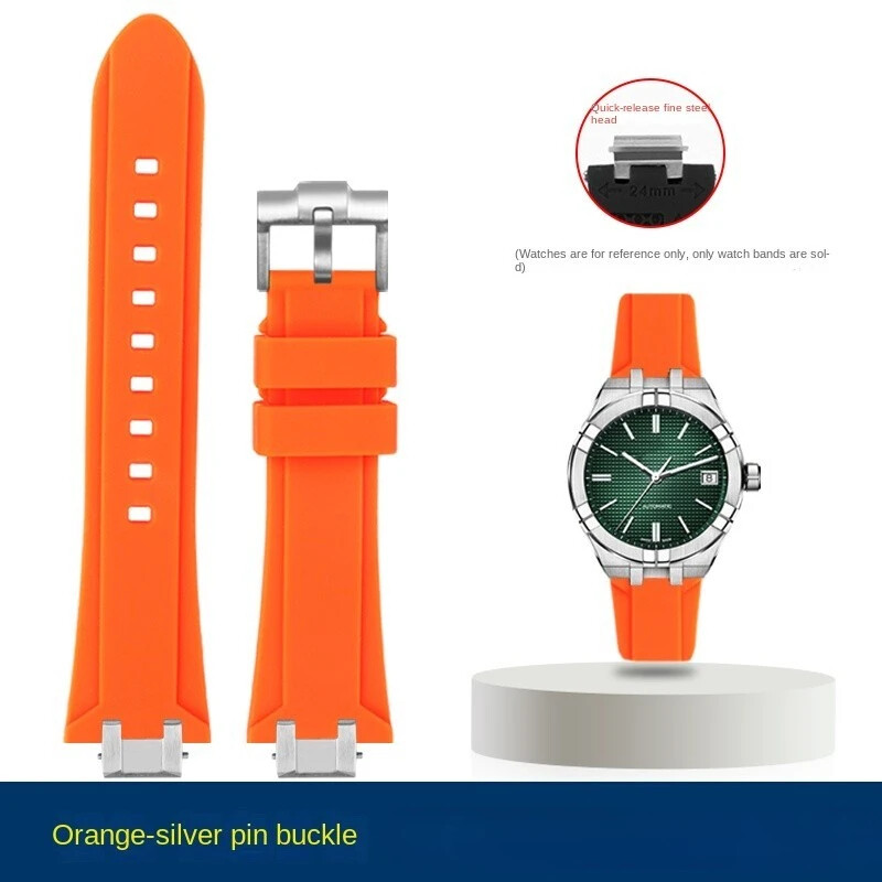 Silicone Watch Straps For MAURICE LACROIX AIKON AI6008 6007 6038 Steel Adapter