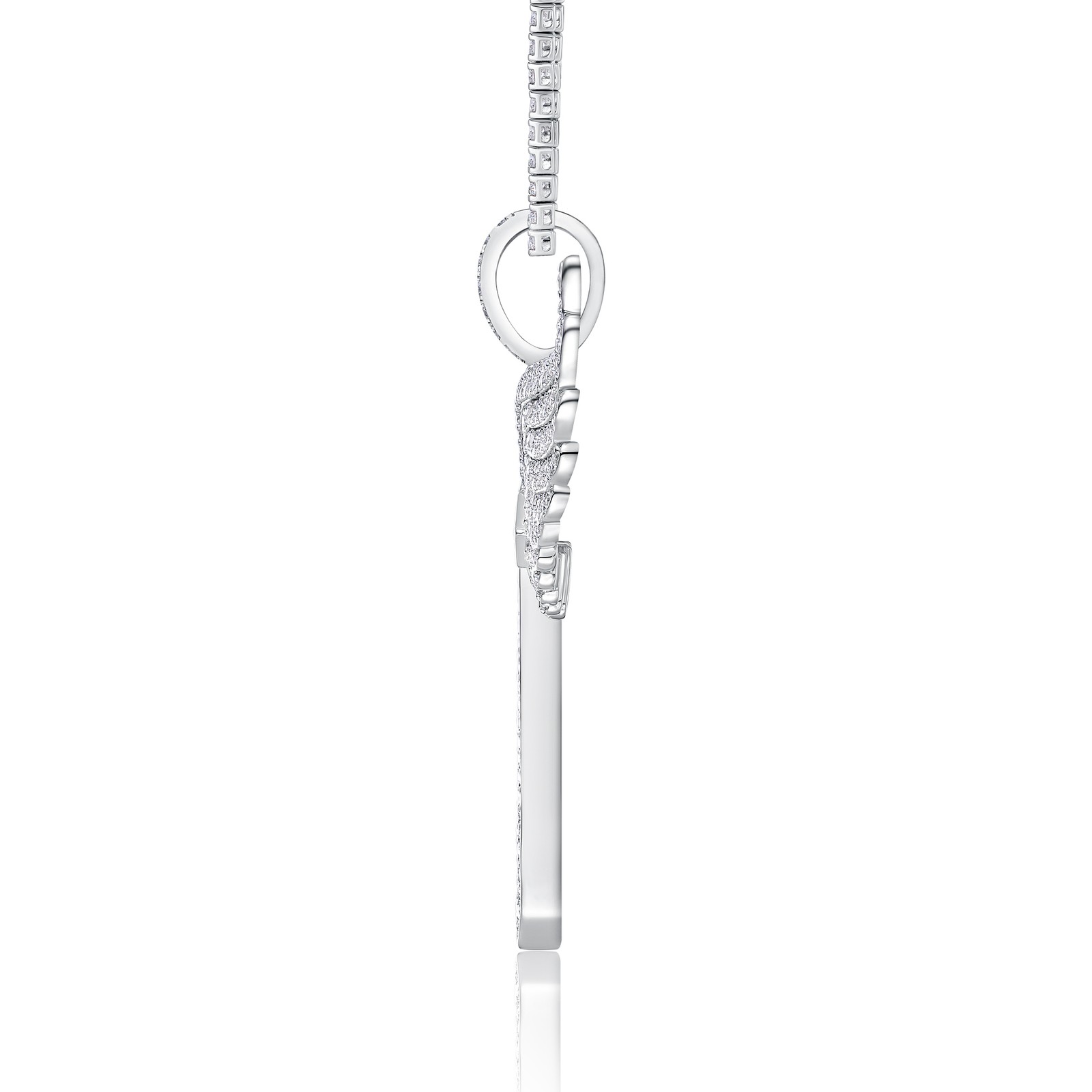 925 Sterling Silver Angel Wings Cross Pendant Moissanite (No Chain)