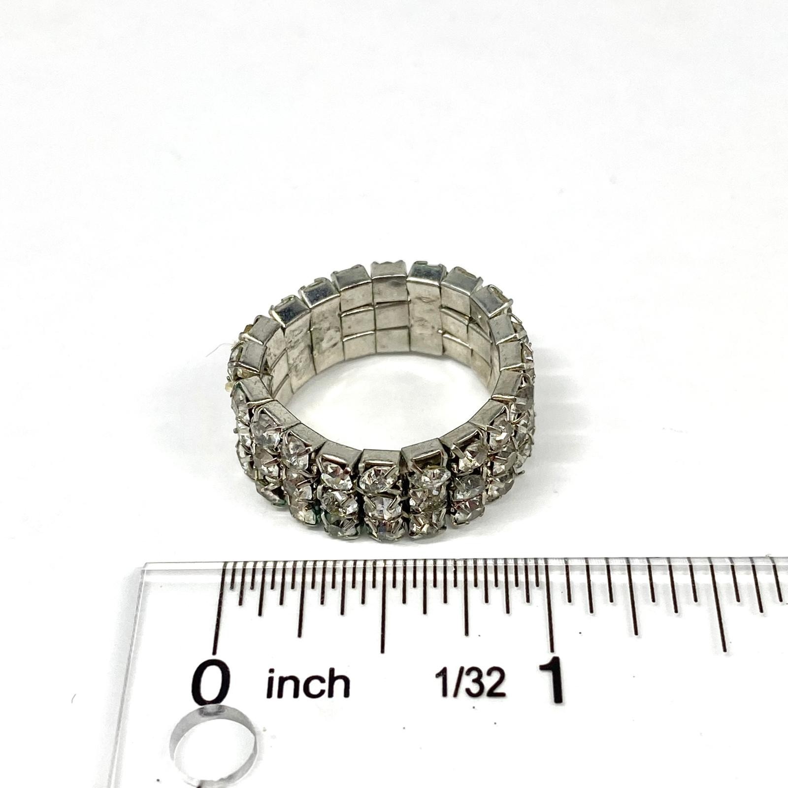 Elegant Sparkle Three Row Silver Toned Rhinestones Stretch Woman’s Holiday Gift