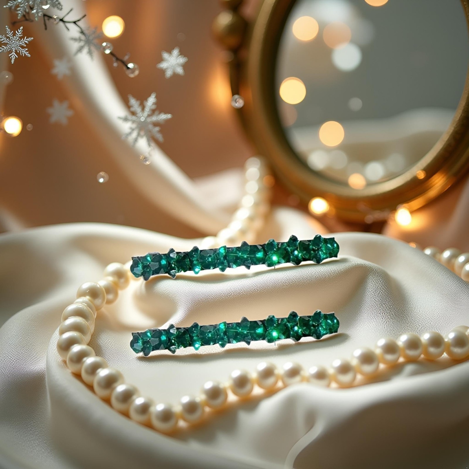 2Pcs Green Shiny Rhinestone Diamond Hair Barrette Clip, Hair Pin, Bobby Pins …