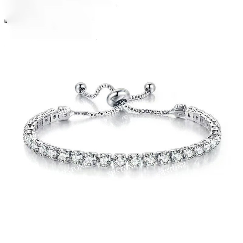 925 Sterling Silver Luxury Color Crystal Bracelet 18cm Women’s Chain Jewelry