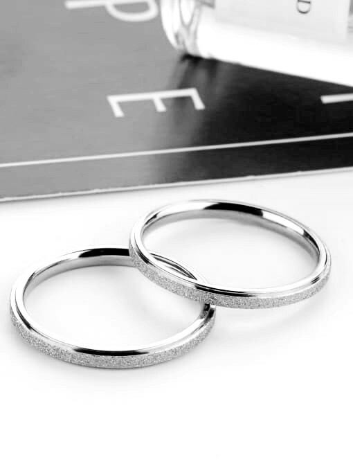 Silver Ring Sandblasted Titanium Steel Minimalist Ring Band 2MM