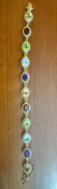 Helzberg Multi-Gemstone Halo Tennis Bracelet 925 Silver 7.5″