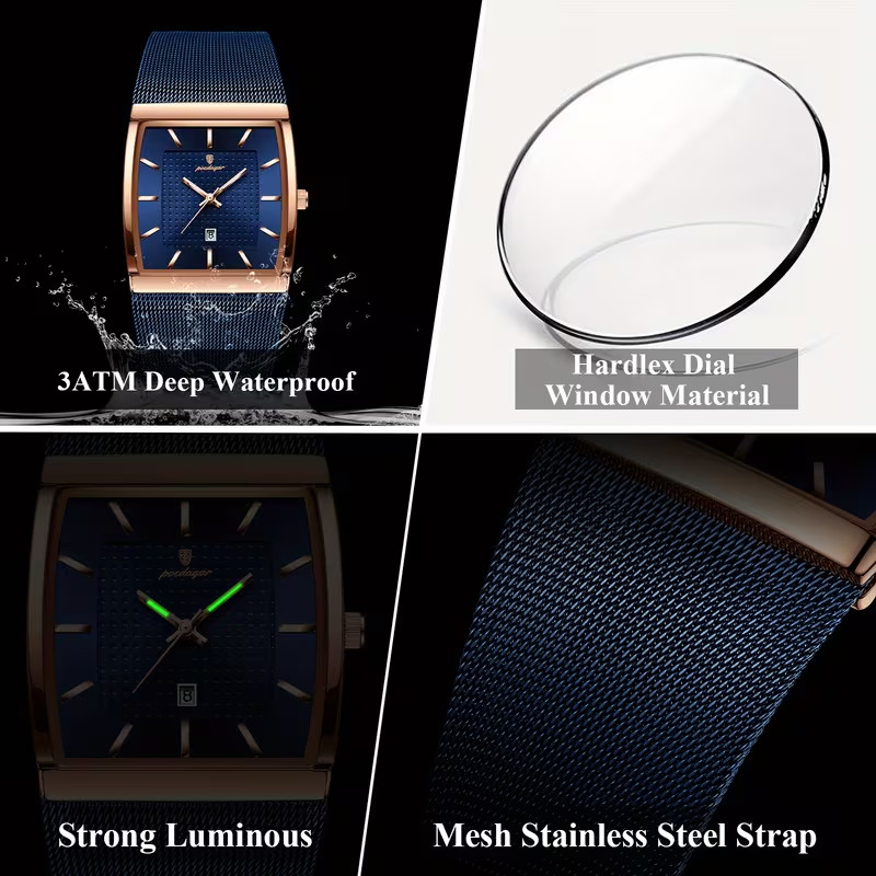 Men’s Clasic Casual/Business Watches – Date Window – Stainless Mesh Band