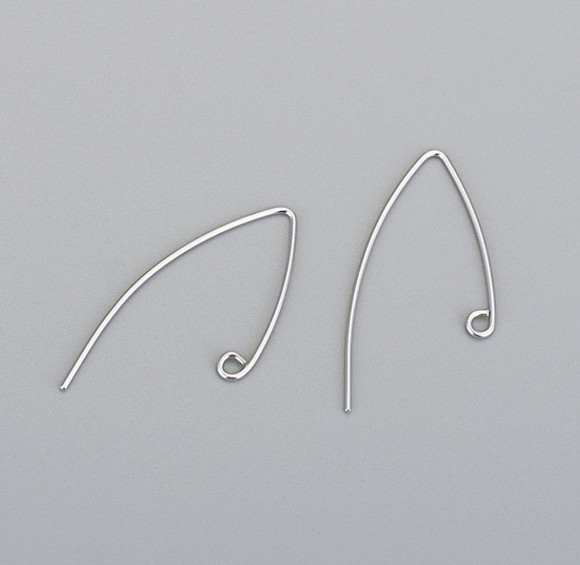 925 Solid Sterling Silver V Shape Earwire Earring Hook Findings 2pcs/A Pair