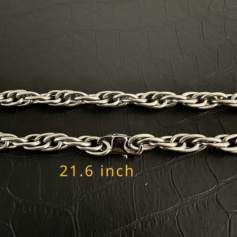 Pure Titanium Twisted Necklace with 7mm Wide Anti Allergic 21.6″ Long Men Women