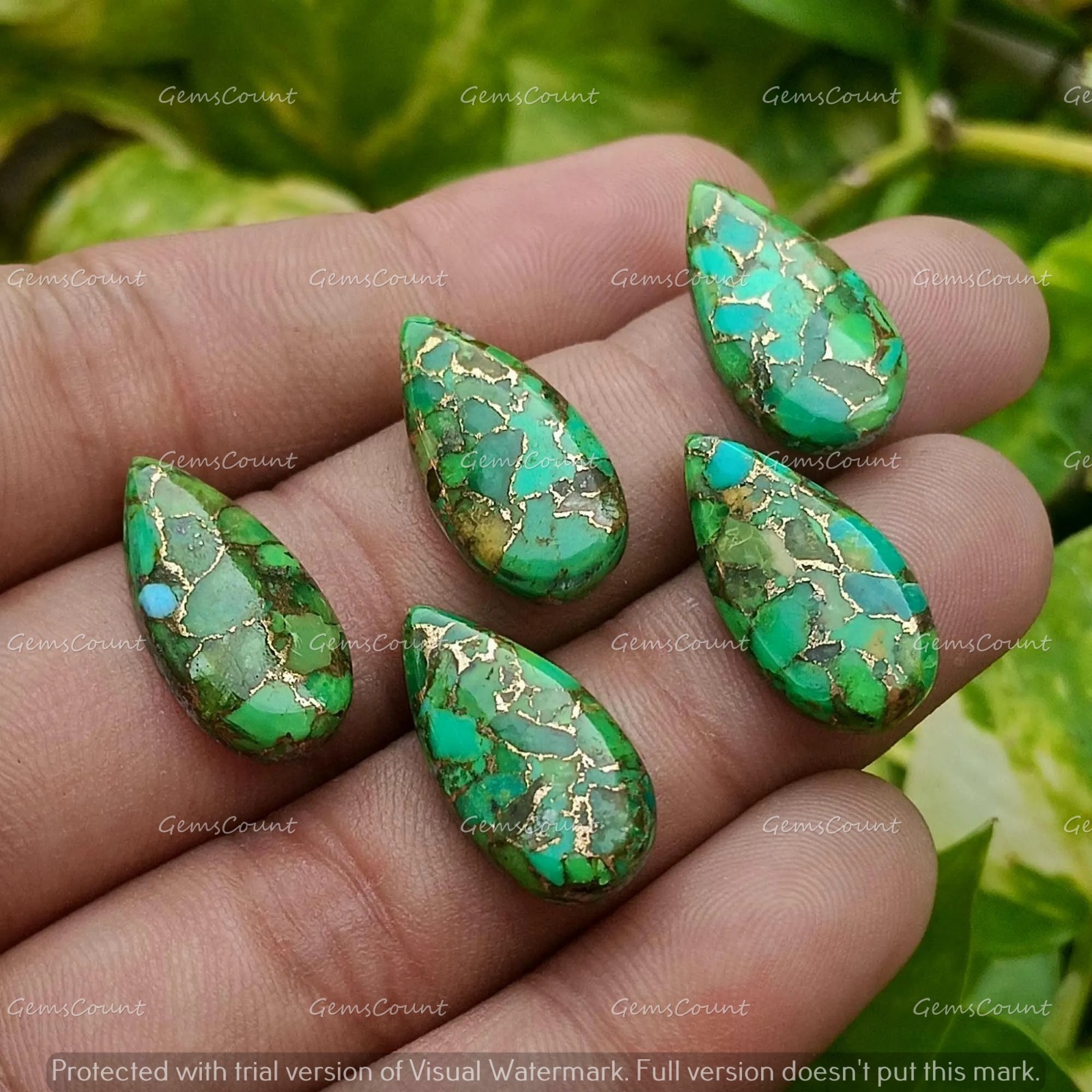 Natural Green Copper Turquoise Long Pear Cabochon Gemstone 5x10mm-15x30mm