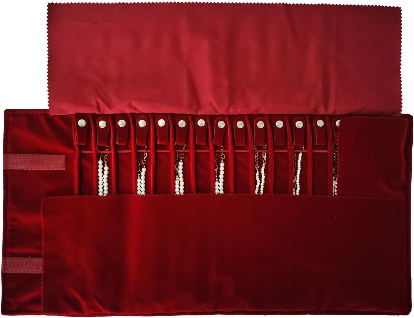 Portable Jewelry Roll Untangled Secure Necklace Travel Storage Bag Displays H…