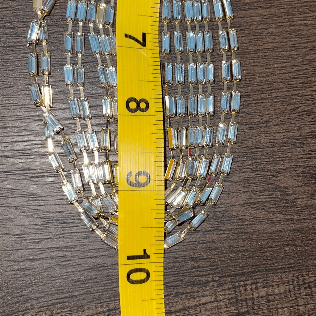 Parfois Womens Crystal Goldtone Multilayered Necklace Gold White NWT