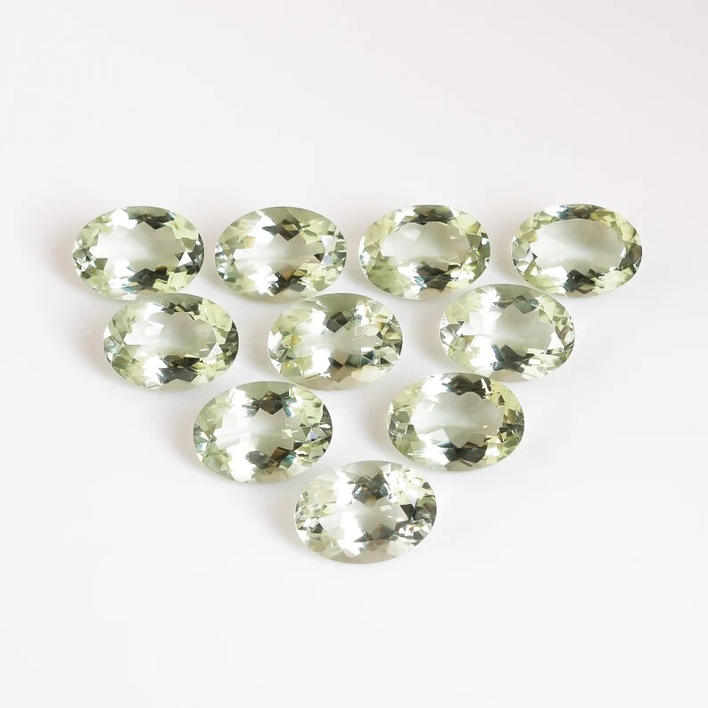 200 Pcs Natural Green Amethyst 4x3mm Oval Shape Faceted Cut Loose Gemstone