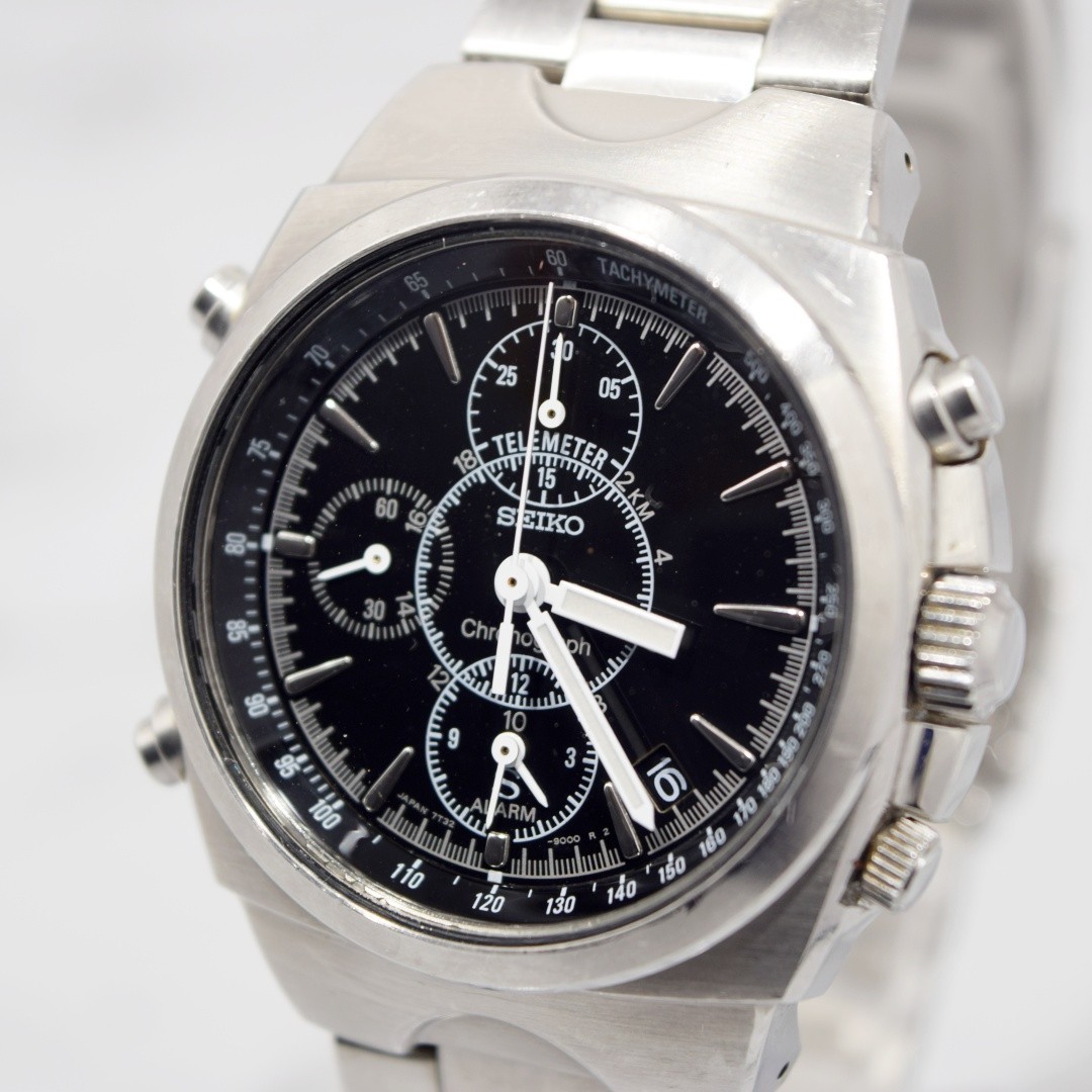 [New Glass] Vintage 1999 SEIKO SUS 7T32-9000 Chronograph Alarm Men’s Qz Watch