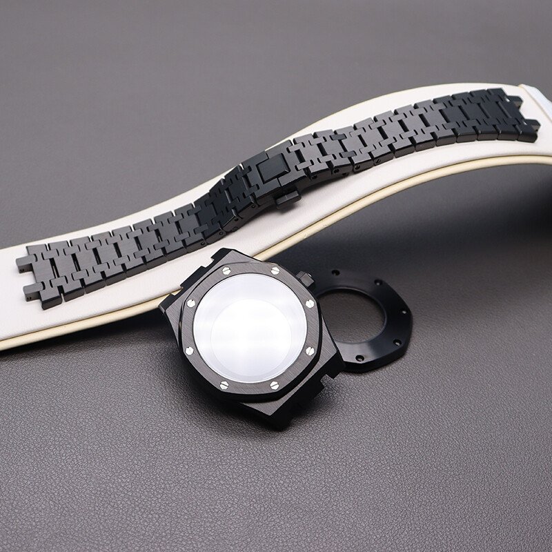 41mm Black watch Cases Watch band For Seiko nh35 nh36 Nh38 Movement 31.8mm Dial