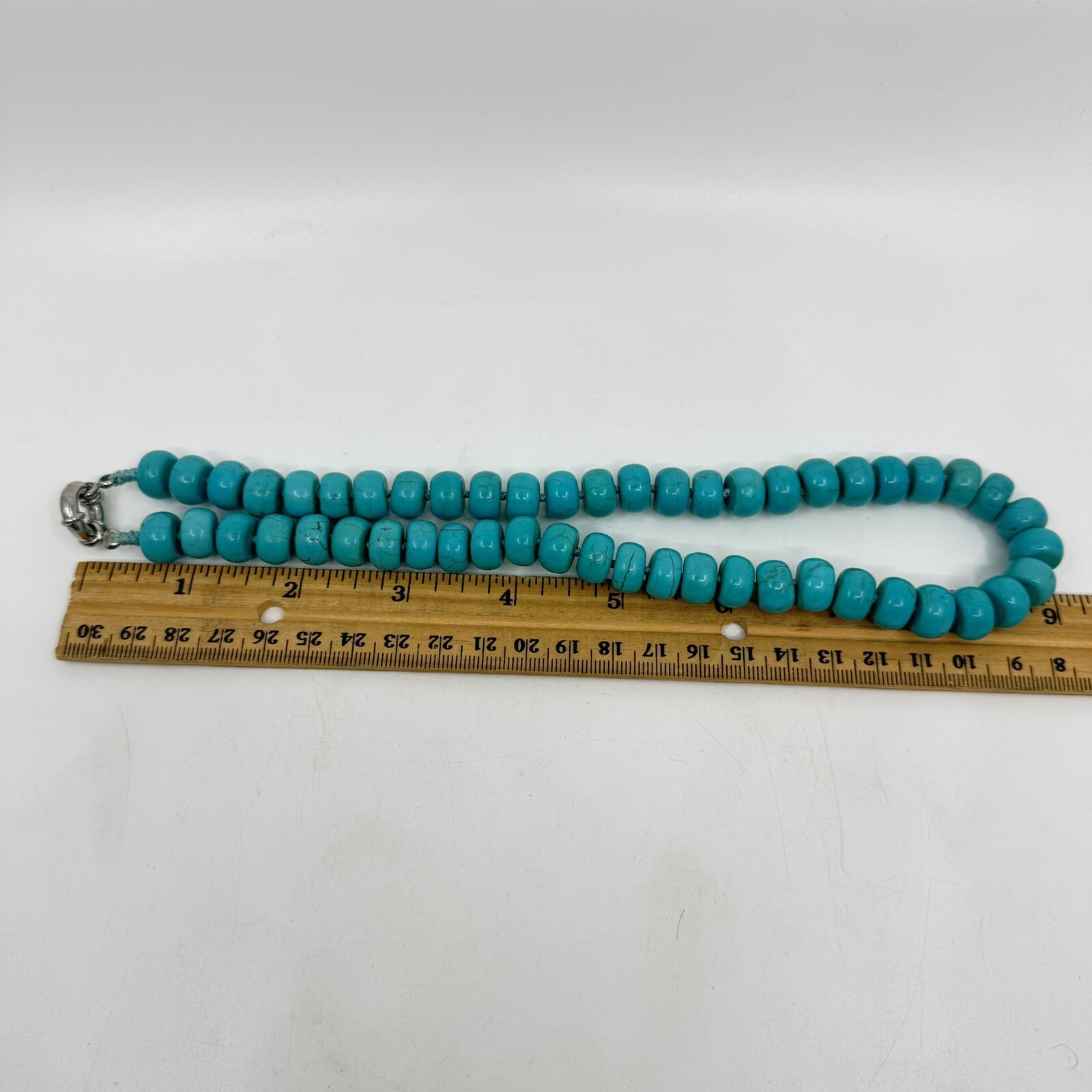 Knotted Turquoise Dyed Howlite Necklace 12.3mm 18”