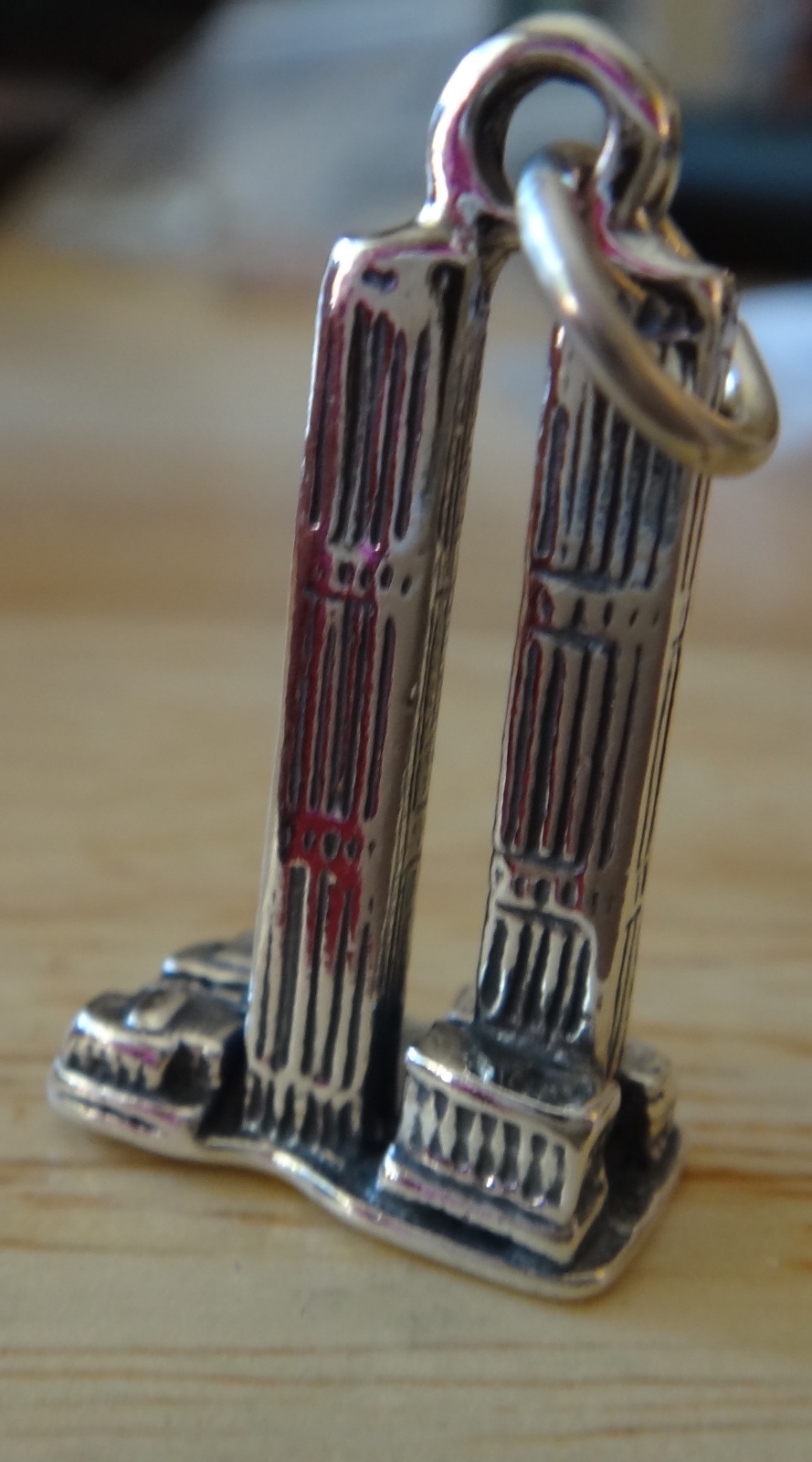 Sterling Silver 24x12mm solid 4 gram NY World Trade Center Twin Towers Charm