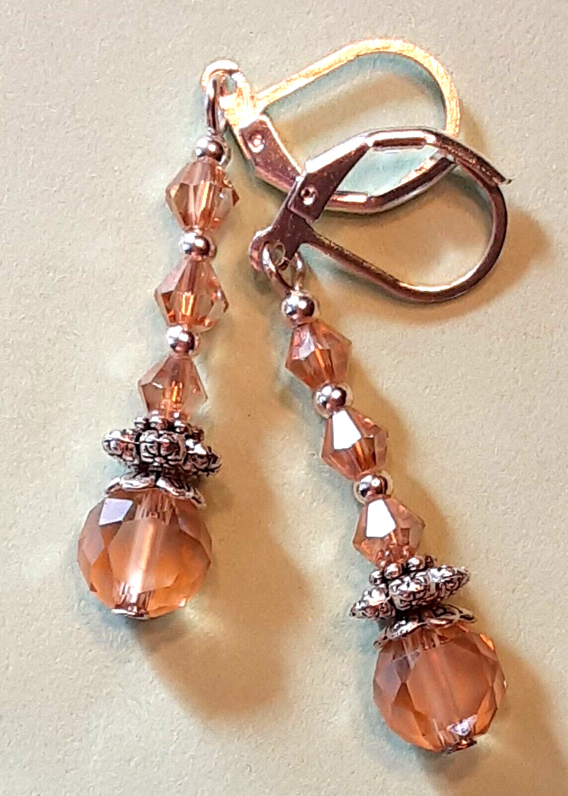 HONEY YELLOW & FROSTED crystal earring SP LEVERBACK handcrafted