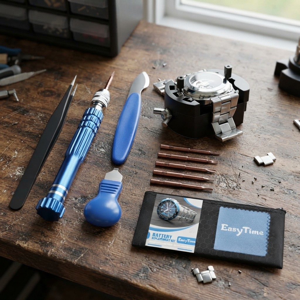 High-Quality Watch Repair Set with Adjustable Case Opener – Effortless DIY