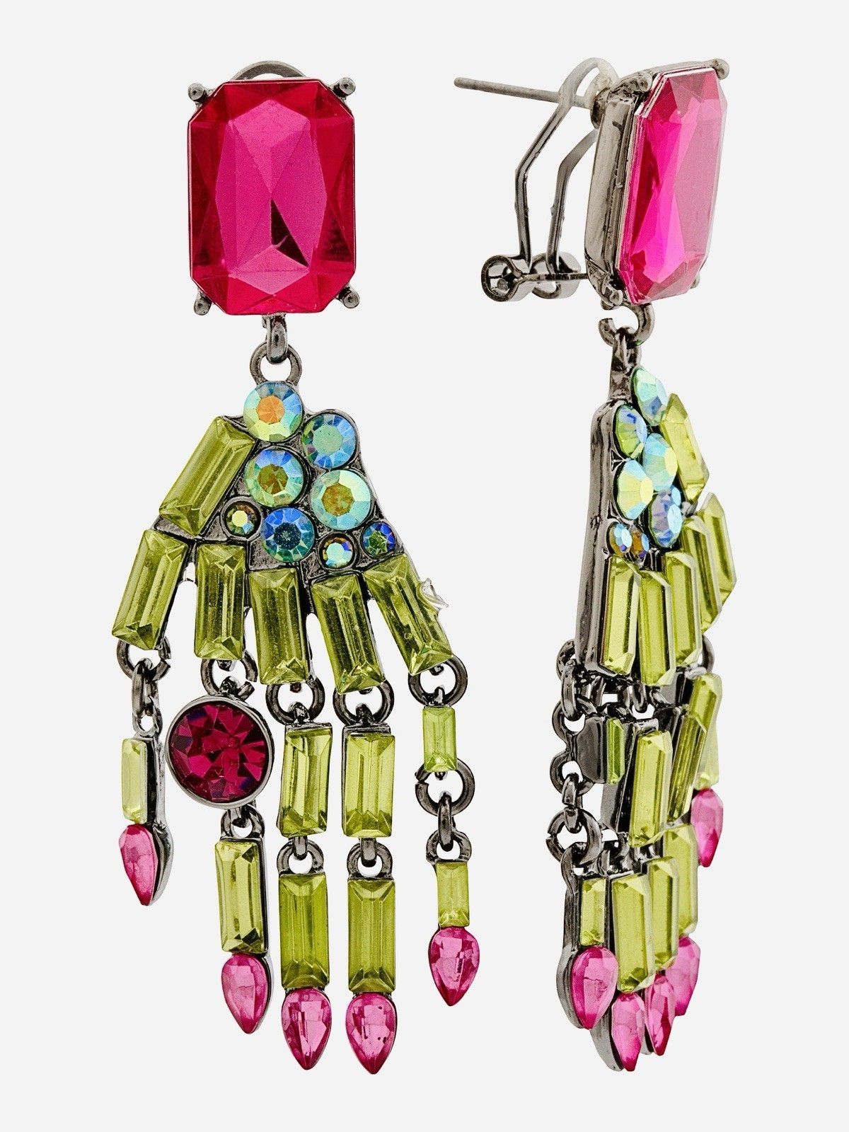 BETSEY JOHNSON Rich Witch Green Skeleton Drop Earrings Bling NEW & AUTHENTIC