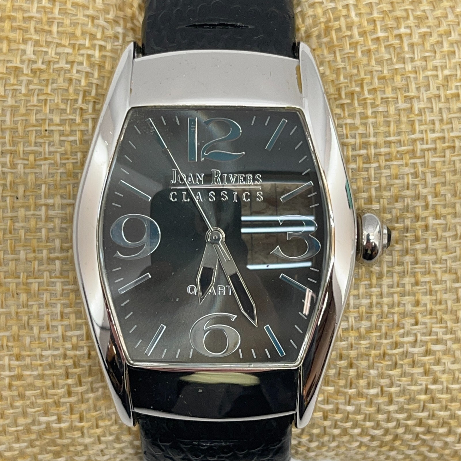 Joan Rivers Classics V377 Watch Leather Bangle Wristwatch Silver Tone Working