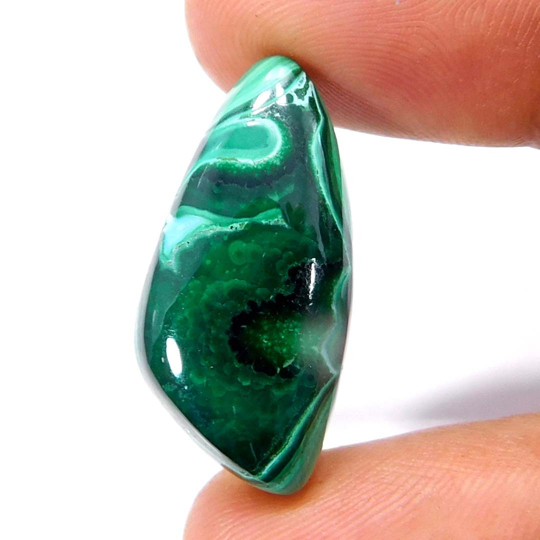 30.85Ct Natural Unique Malachite 29 X 14 X 07mm. Fany Cabochon Loose Gemstone