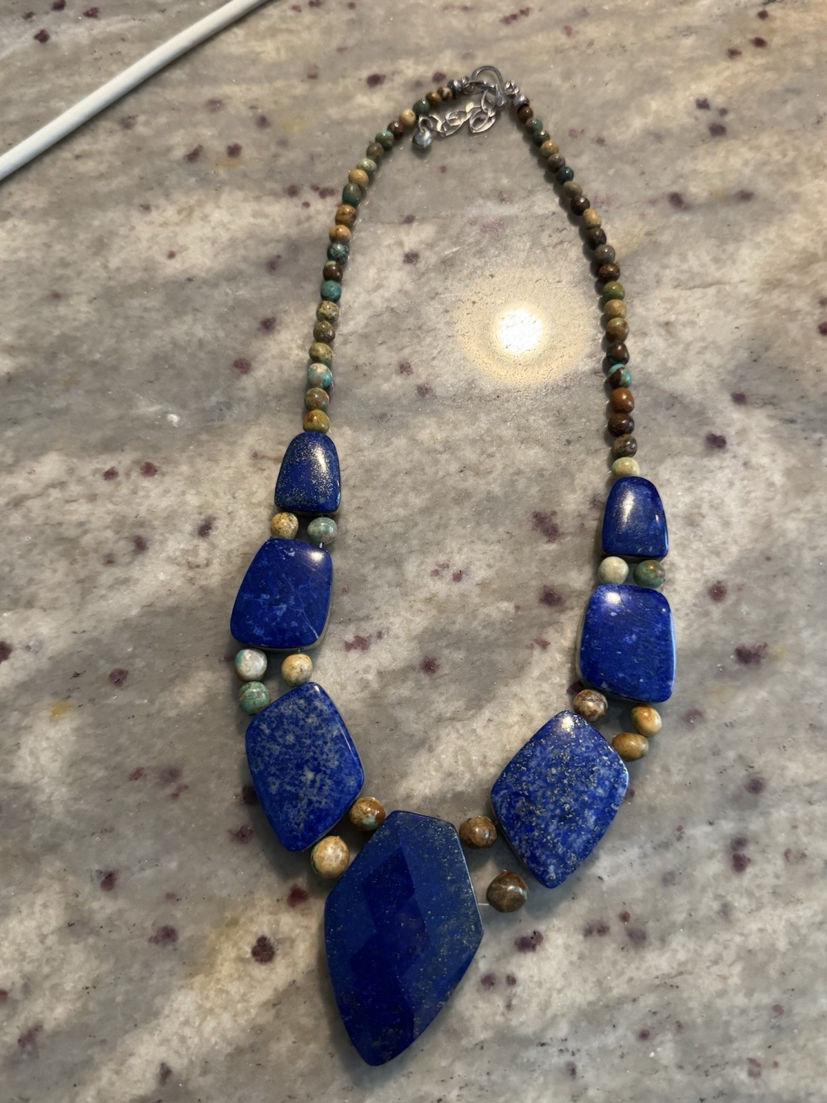 DTR Sterling Silver Lapis And Turquoise Reversible Necklace
