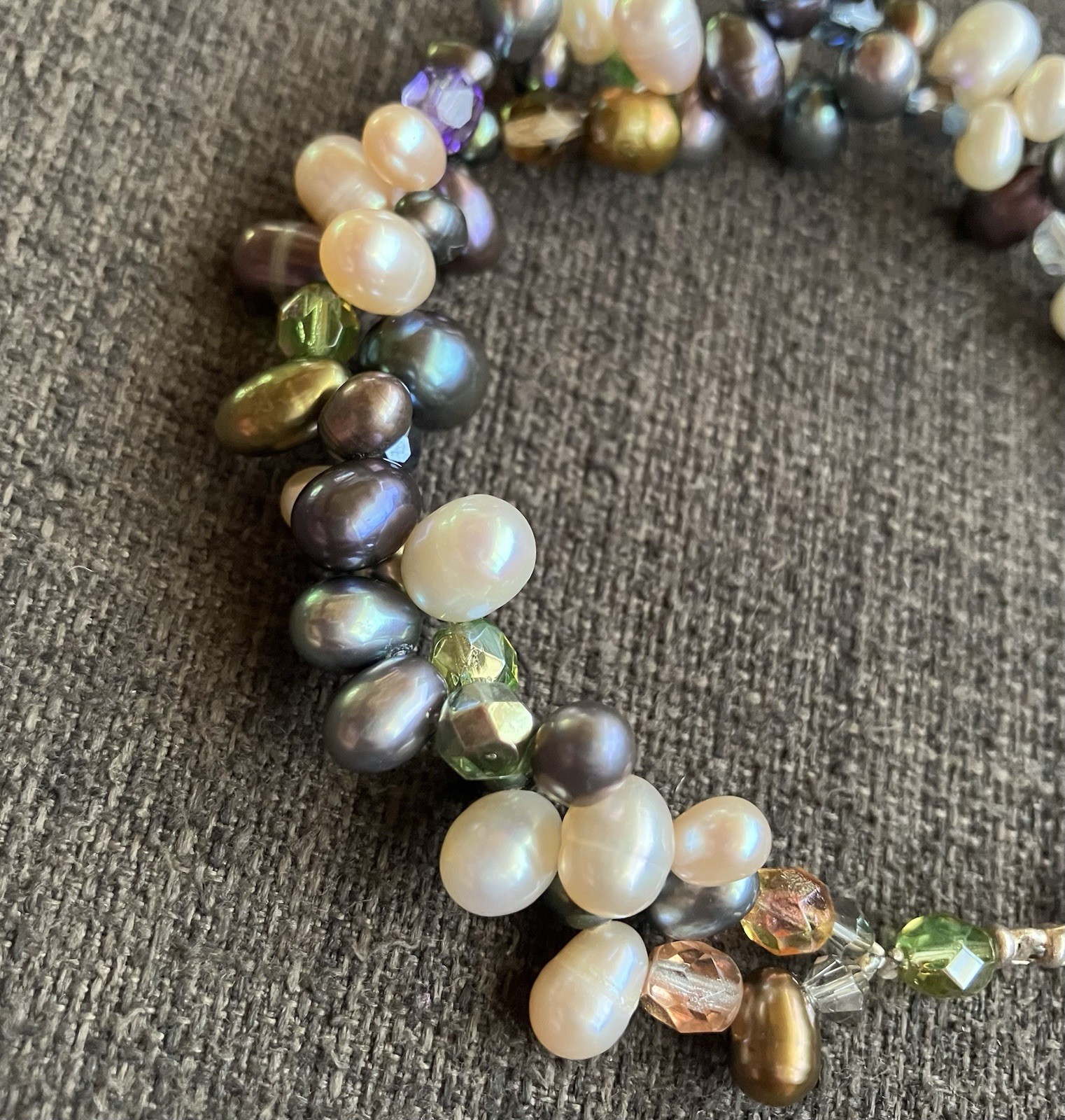 Leighton Lam Signed, Freshwater Pearl Beaded Bracelet, 10 Inches, Adjustable