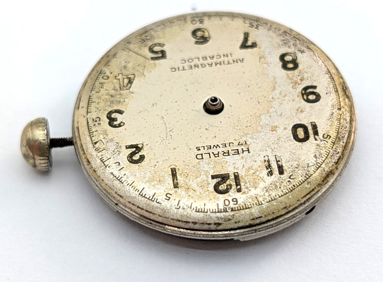 HERALD Aureole 17j WWII Military Style Field Watch 26mm Movement PARTS or REPAIR