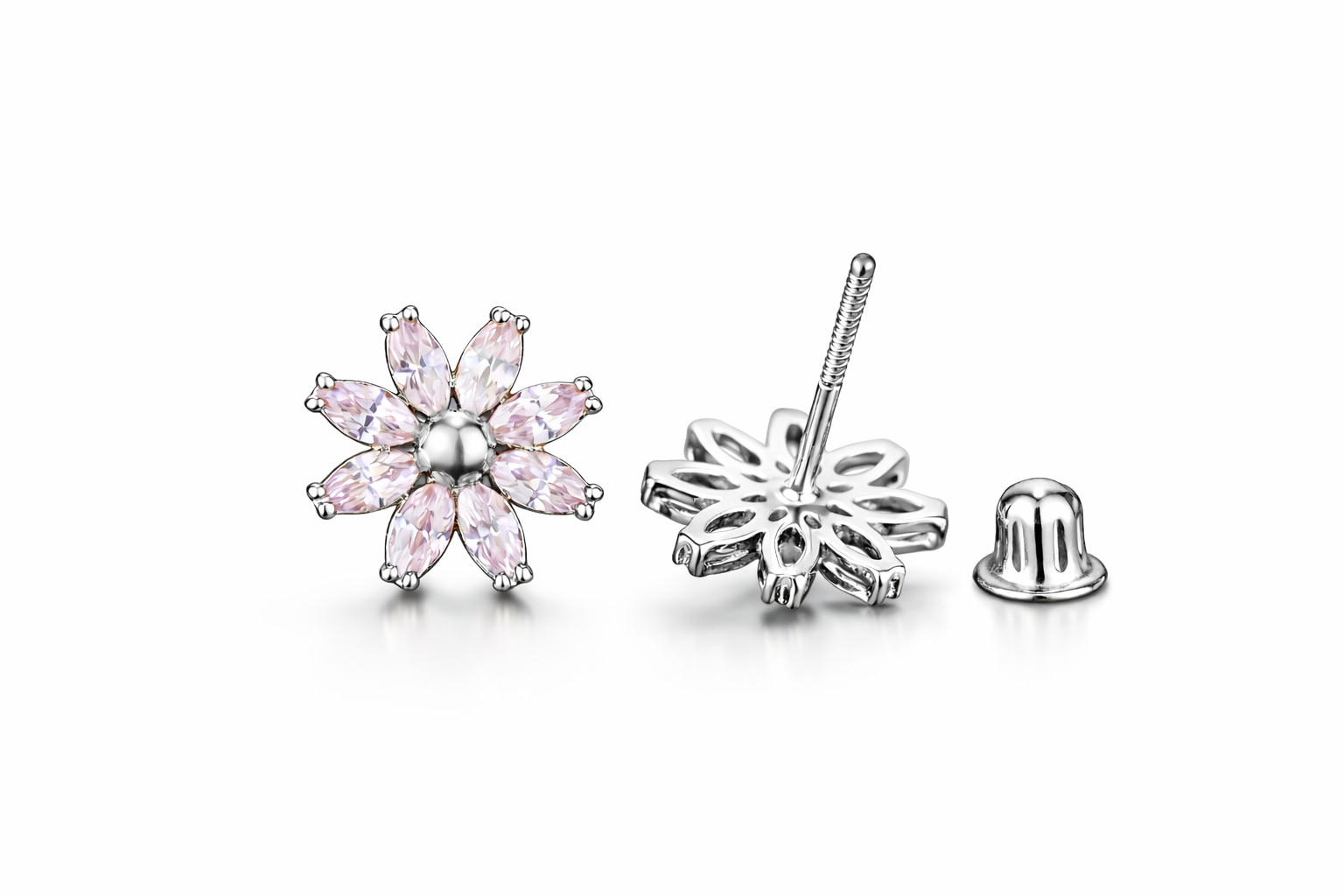 14k Yellow and White Gold CZ Birthstone Flower Stud Earring