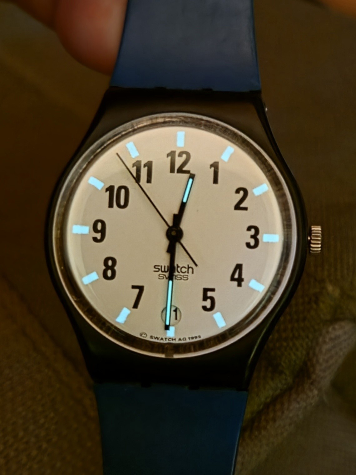 Vintage Swatch Watch Glow In The Dark ‘Whitelit’ GB422 1996 Works