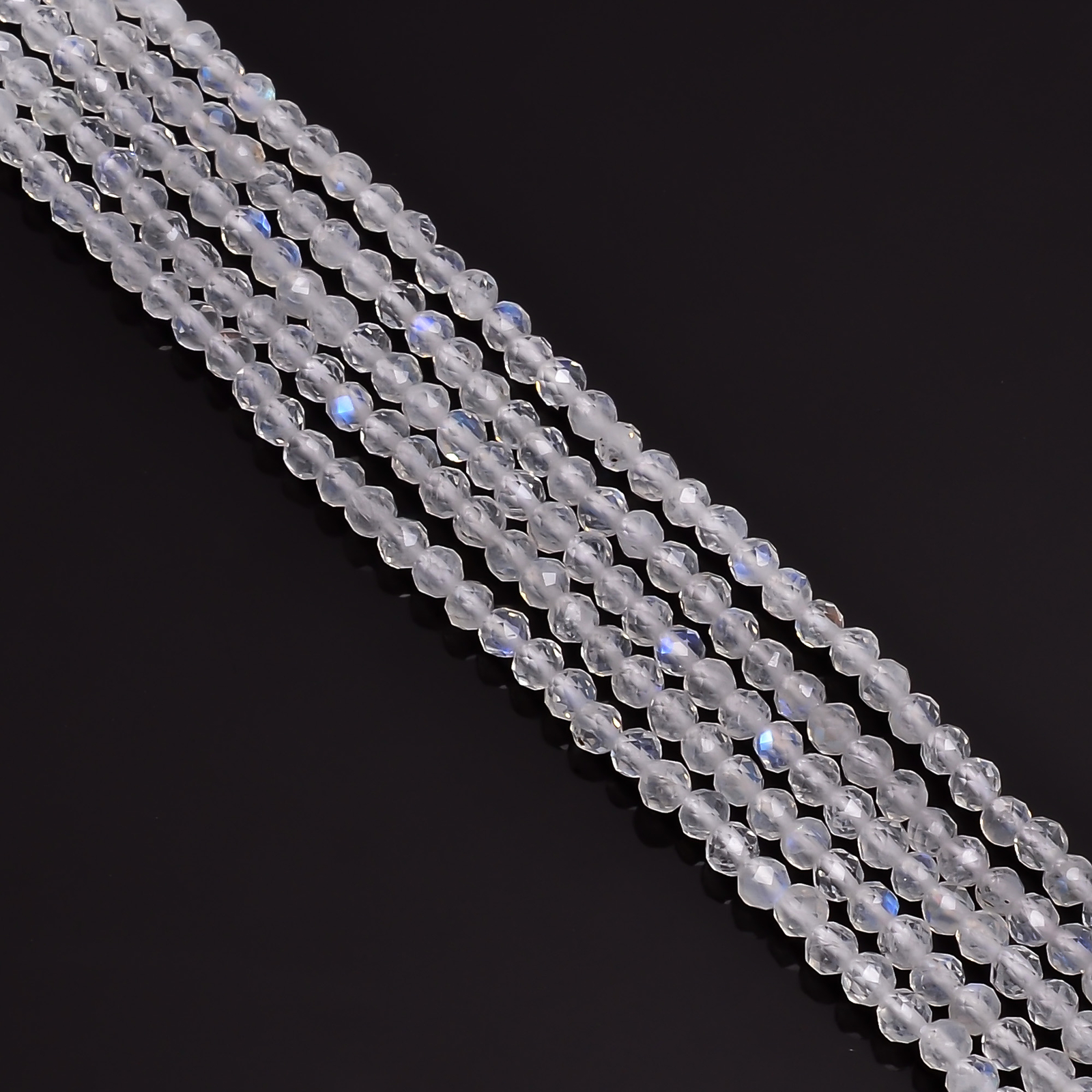 Natural Rainbow Moonstone Gemstone Round Faceted Beads 3X3 mm Strand 13″ GB-236