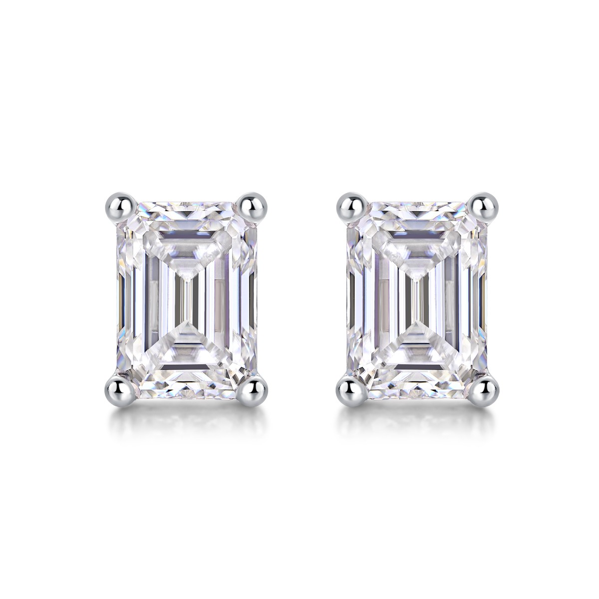 Luxury Moissanite Octagonal 5×7 Stud Earrings – S925 Sterling Silver – Platinum-