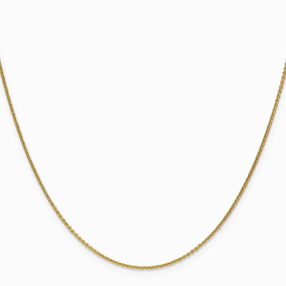 14K Yellow Gold 1mm Round Open Link Cable Chain Necklace 14″-30″