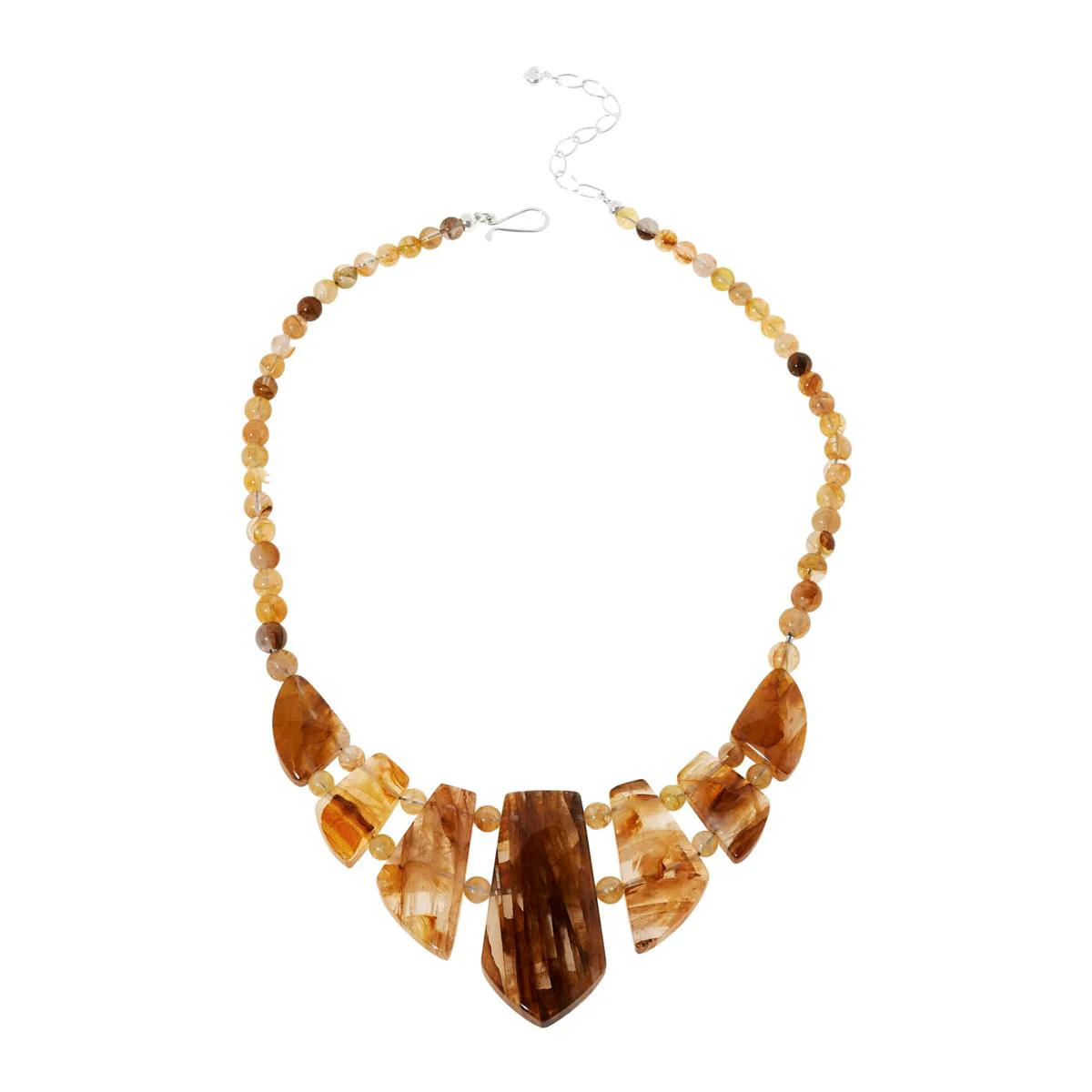 Jay King Sterling Silver Yellow Quartz Necklace 18″ Madagascar Stones
