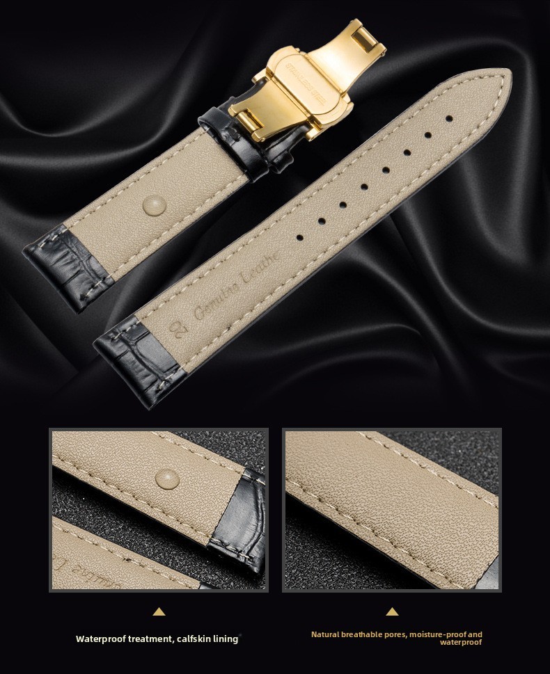 Quality Genuine Leather Watch Band Strap Alligator Grain 12-24mm Without Buckle
