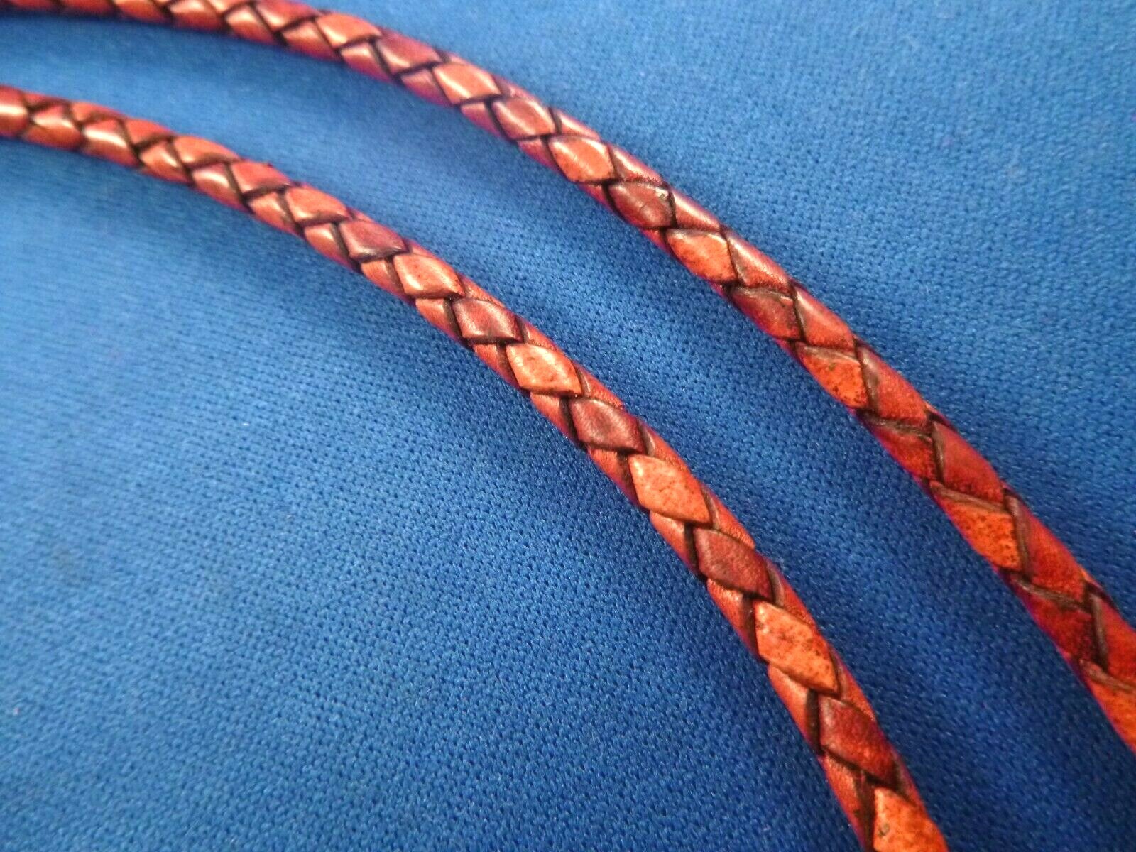 NEW Genuine leather RED BROWN 4mm 43.5″ BOLO cord w Sterling plain hogan TIPS