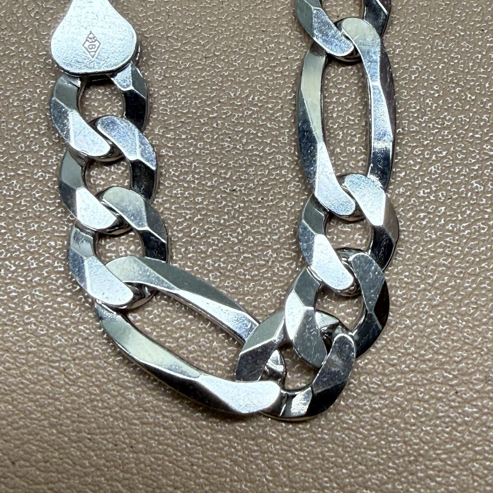 925 Sterling Silver Figaro Flat Link Bracelet Chain 7.75” 7.8mm