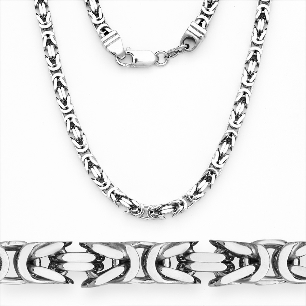 Men/Womens Italy 925 Silver Byzantine Link Italian Chain Necklace w/ Rhodium 6mm