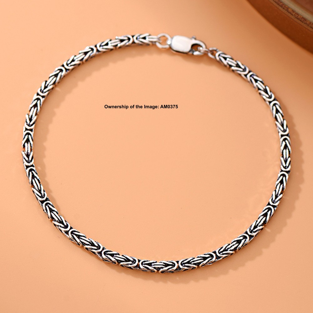 Pure 925 Sterling Silver Bracelet 2.5mm Byzantine Link Chain Women 6.7-8.3inch