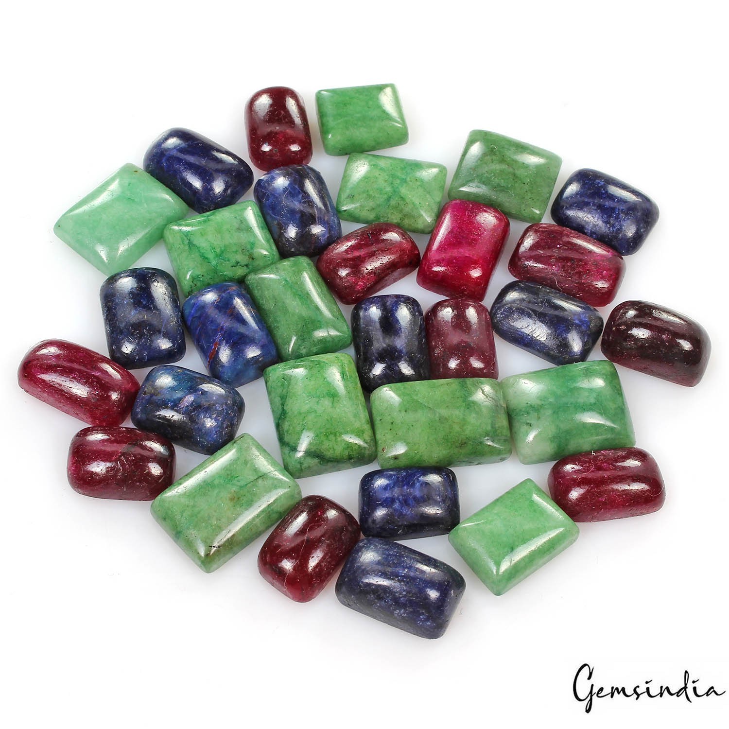 Natural Ruby Emerald Sapphire Loose Gemstones Lot 300 Ct 30 Pc Multi Color Cab