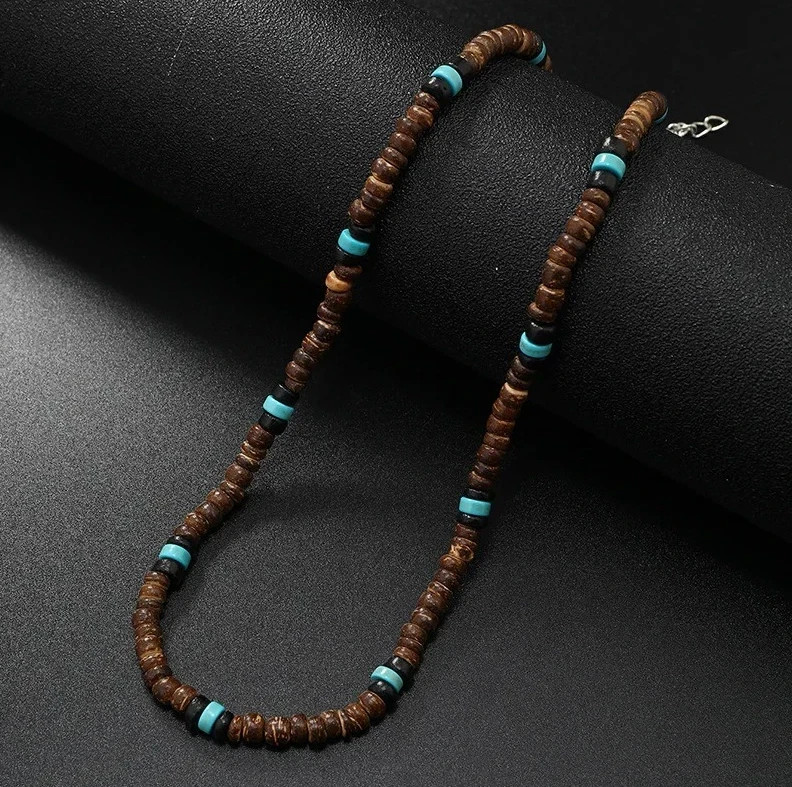 1pcs Necklace For Men New Vintage Coconut Shell Turquoise Surf Necklace