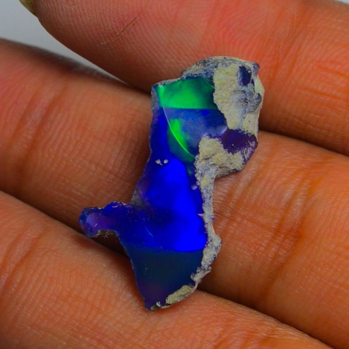 Blue Ethiopian Opal Rough 6.45 cts Smoked Black Opal Raw, Fire Opal