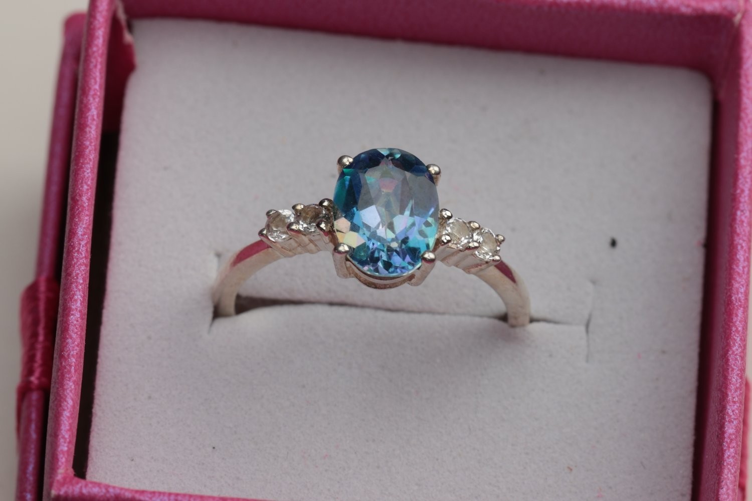 Sterling Silver Mystic Topaz Ring Size 4.75 Oval Iridescent 2023 Reproduction