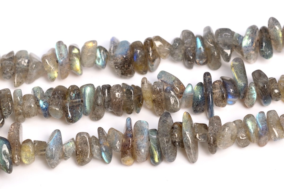 4-10MM Gray Labradorite Pebble Chips Grade AA Genuine Natural Loose Beads 15.5″