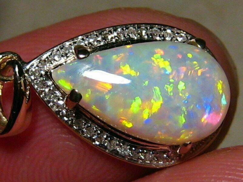 4Ct Pear Cut Fire Opal Diamond Teardrop Pendant 14K Yellow Gold Over Free Chain