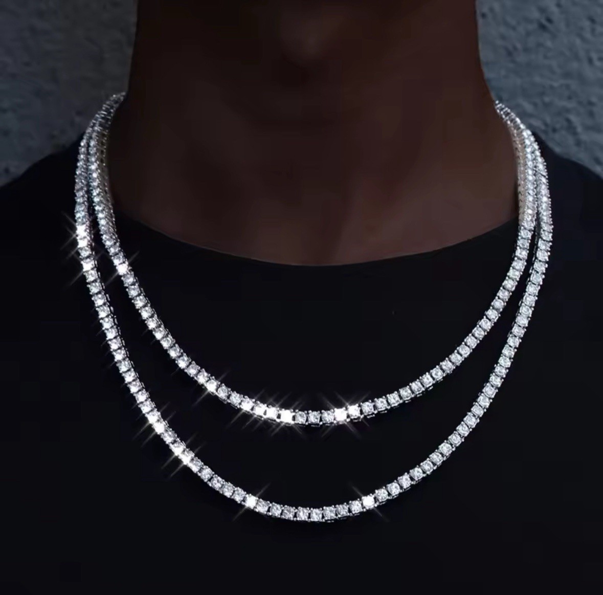 4mm silver tone stainless steel tennis chain Iced out 3A CZ chain hip hop rapper