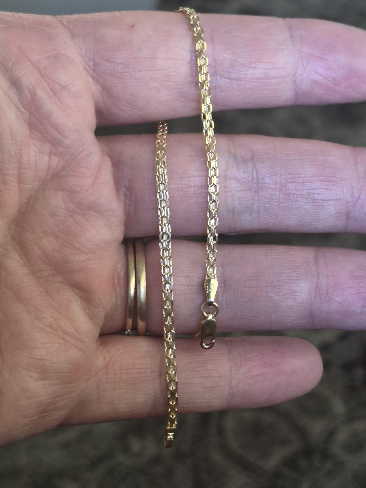 Solid 10k Gold Bismark Bracelet 2.5mm 7.5in Long