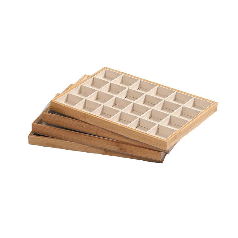 Bamboo Jewelry Display Ring Earring Necklace Bracelet Display Organizer Tray