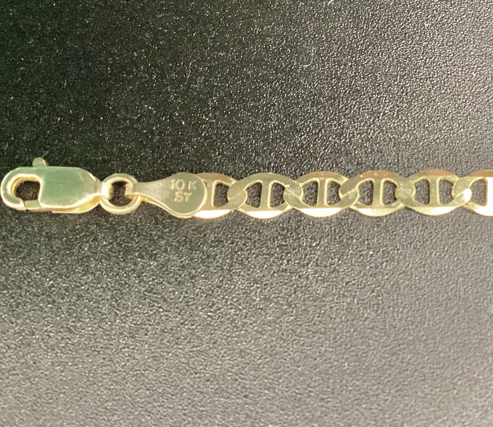 Real 10 KT Stamped Yellow Gold Mariner Link Chain Bracelet Unisex 8” L, 6mm W